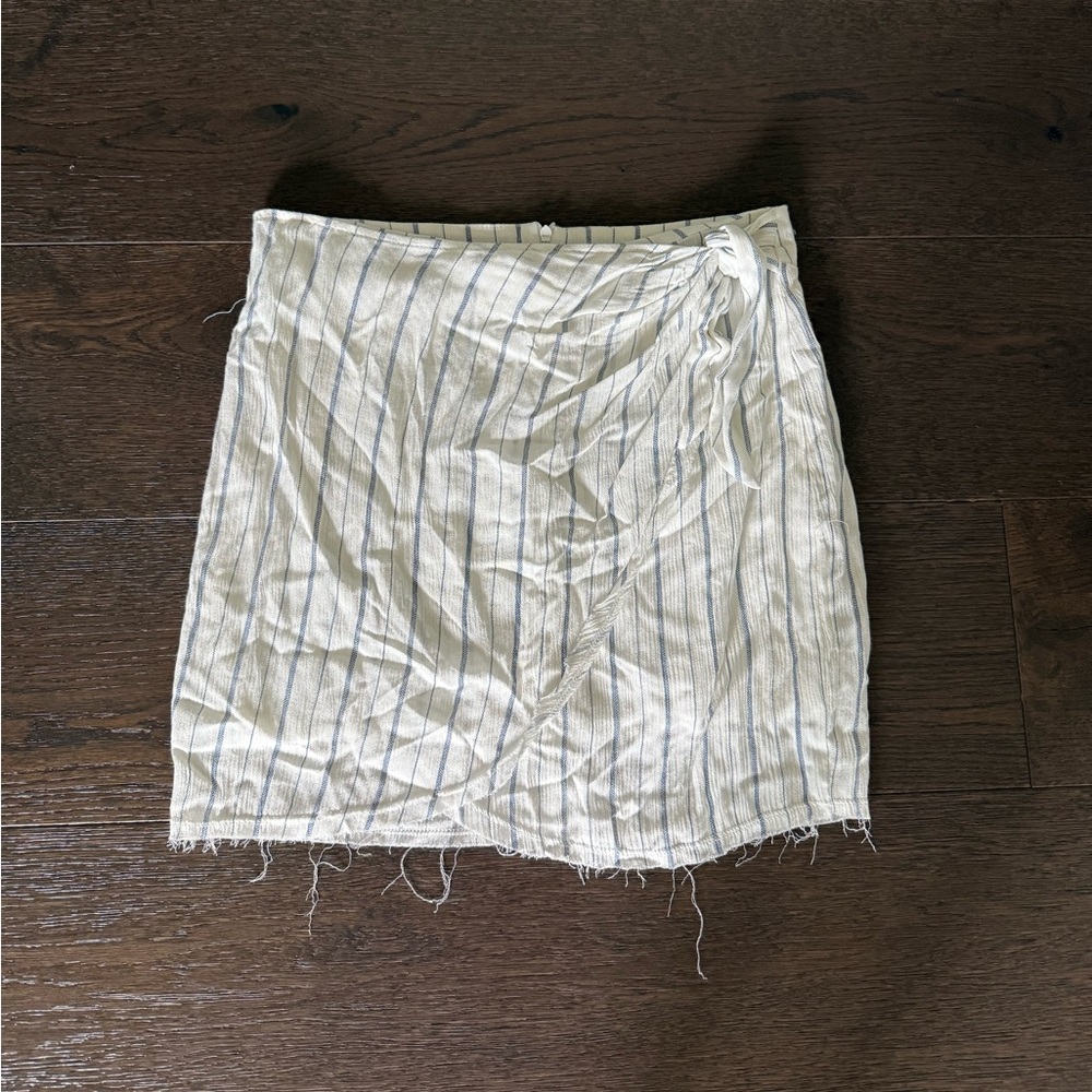 New | South Moon Under Blue and White Striped Wrap Skirt